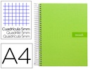 CUADERNO ESPIRAL LIDERPAPEL A4 MICRO CRAFTY TAPA FORRADA 120H 90GR CUADRO 5MM 5 BANDAS 4 COLORES COL