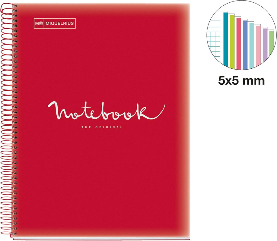 NOTEBOOK8 A4 160F 90GR QUAD 5X5 MICROPERFOREADO ROJO