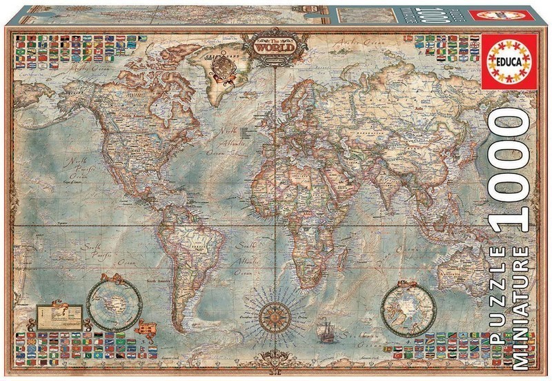 PUZZLE 1000 EL MUNDO, MAPA POLÍTICO "MINIATURE" EDUCA 16764