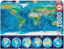 PUZZLE 1000 MAPAMUNDI FÍSICO NEÓN  EDUCA 16760