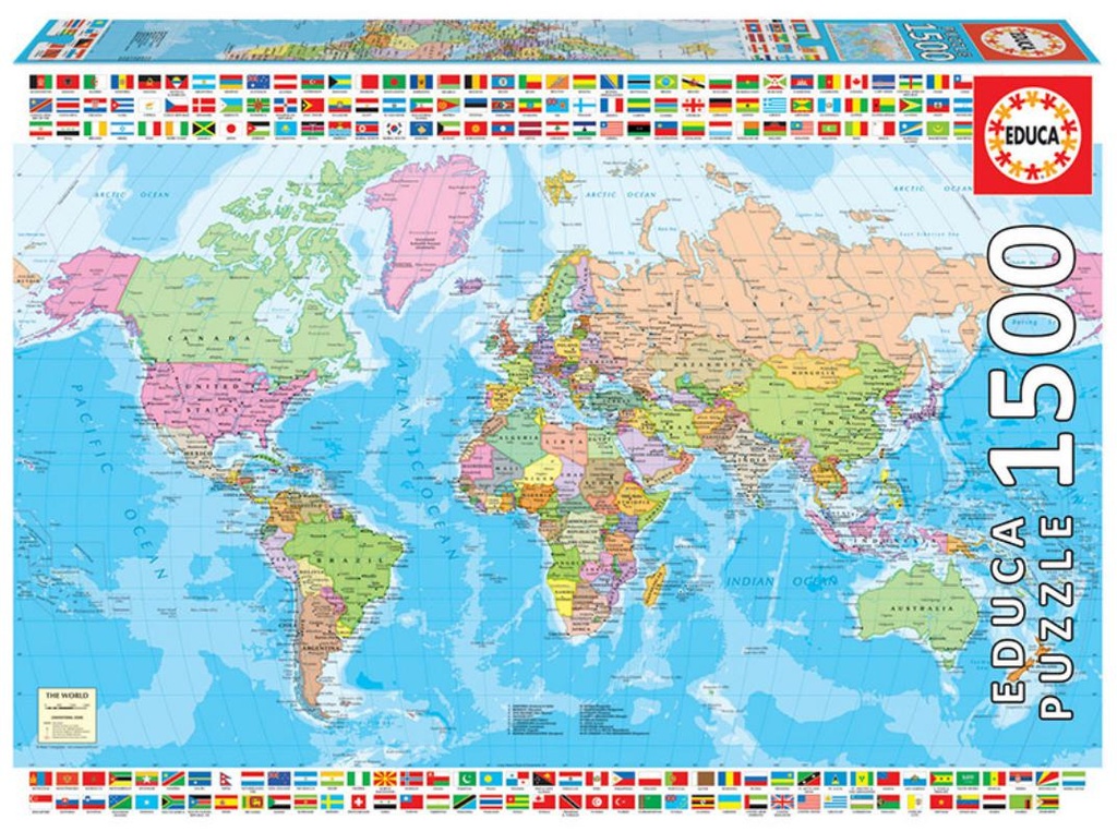 PUZZLE 1500 MAPAMUNDI POLÍTICO EDUCA 18500