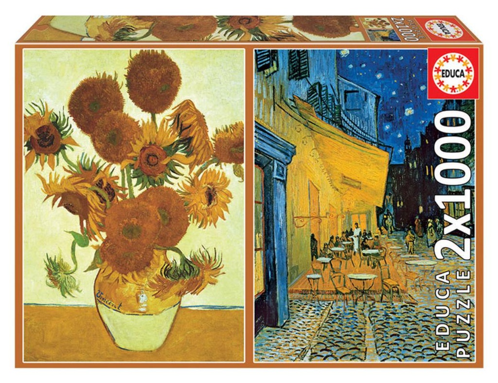 PUZZLE 2X1000 LOS GIRASOLES + TERRAZA DE CAFÉ POR LA NOCHE, V. VAN GOGH  EDUCA 18491