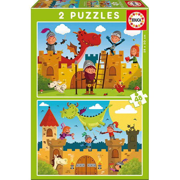 PUZZLE 2X48 DRAGONES Y CABALLEROS EDUCA 17151