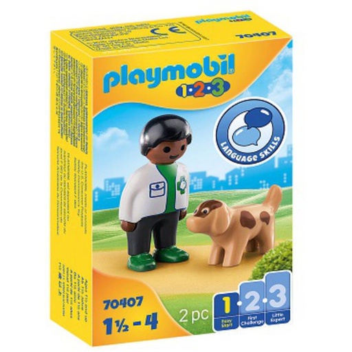 [PL70407] 1.2.3 Veterinario con Perro PLAYMOBIL 70407