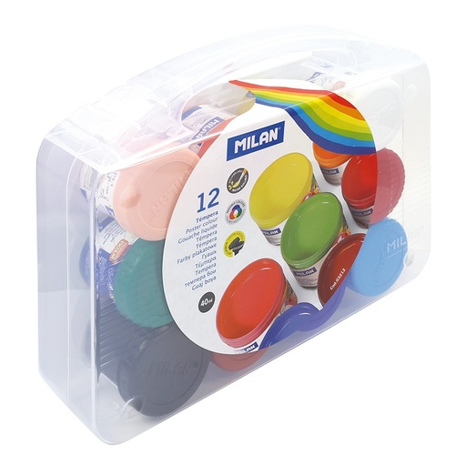 [MIL03212] Maletín 12 tarros de témpera de colores 40 ml con pincel