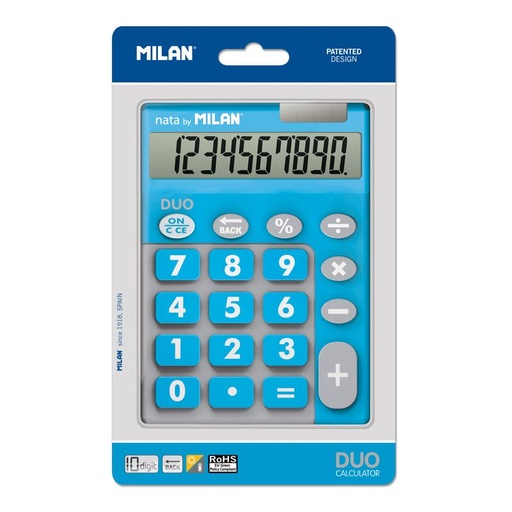 [MIL150610-TDBBL] Blíster calculadora Duo azul 10 dígitos