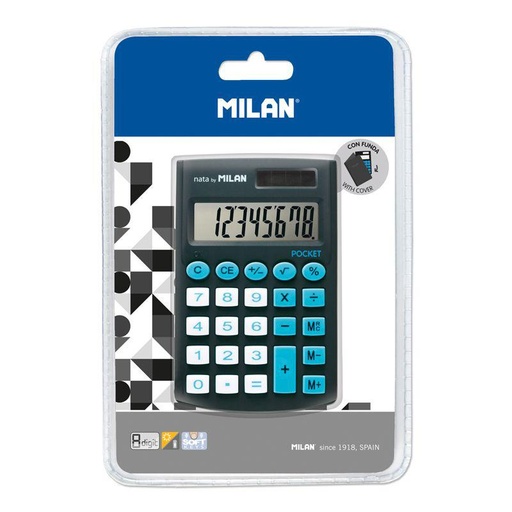 [MIL150908-KBL] Blíster calculadora Pocket negra 8 dígitos
 MILAN 150908KBL