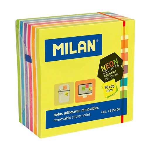 [MIL4155400] CUB 400 NOTAS ADESIVAS 76x76 COLORES ASS