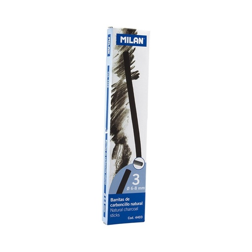 [MIL4403] Caja 3 barritas de carboncillo natural cilíndrico Ø 6-8 mm