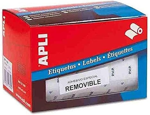 [APL10087] ETIQUETA ADHESIVA APLI 10087 TAMAÑO 16X22 MM REMOVIBLE PVP EURO ROLLO DE 2520 ETIQUETAS