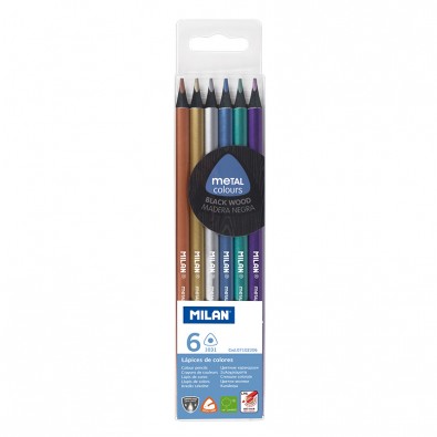 [MIL7102306] Caja 6 lápices de colores metalizados triangulares