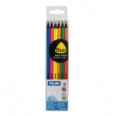 [MIL752306] Caja 6 lápices de colores Fluo triangulares