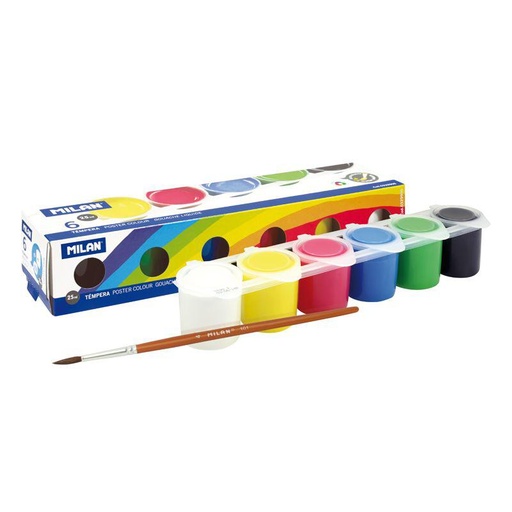 [MIL329906] Caja 6 tarros de témpera de colores 25 ml