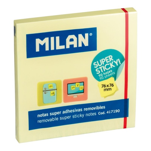 [MIL417190] Bloc 90 notas super adhesivas amarillo Pastel 76 x 76 mm