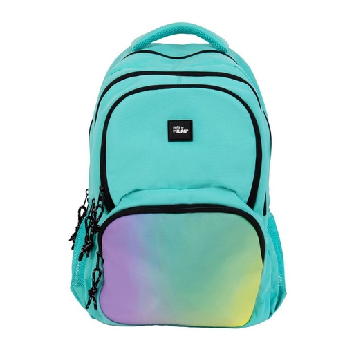 [MIL624604-SN1-GR] Mochila escolar 4 cremalleras (25 L) serie Sunset, verde milan 624604SN1GR