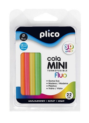[PLI1639] Cola termofusible Plico FluoRESCENTE, 22 barras 8MM PLICO 1639