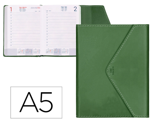 [LID170433] AGENDA ENCUADERNADA LIDERPAPEL PSARA A5 2025 DÍA PÁGINA COLOR VERDE PAPEL 70 GR