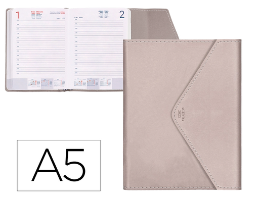 [LID170434] AGENDA ENCUADERNADA LIDERPAPEL PSARA A5 2025 DÍA PÁGINA COLOR GRIS PIEDRA PAPEL 70 GR