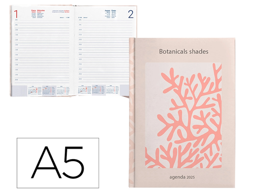 [LID170539] AGENDA ENCUADERNADA LIDERPAPEL NOMI A5 2025 DÍA PÁGINA CORAL PAPEL 70 GR