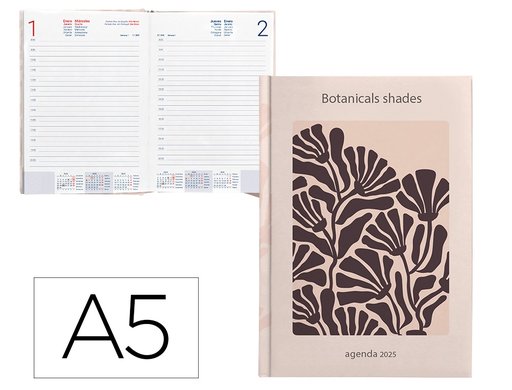 [LID170540] AGENDA ENCUADERNADA LIDERPAPEL NOMI A5 2025 DÍA PÁGINA FLORES PAPEL 70 GR