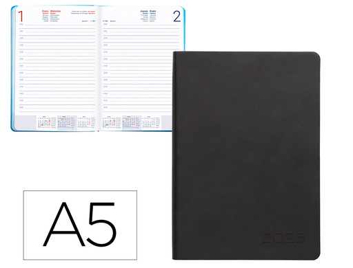 [LID170523] AGENDA ENCUADERNADA LIDERPAPEL SIFNOS A5 2025 DÍA PÁGINA COLOR AZUL PAPEL 70 GR