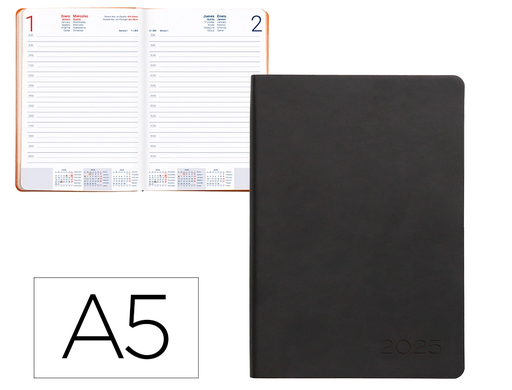 [LID170525] AGENDA ENCUADERNADA LIDERPAPEL SIFNOS A5 2025 DÍA PÁGINA COLOR NARANJA PAPEL 70 GR