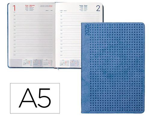 [LID170458] AGENDA ENCUADERNADA LIDERPAPEL ANAFI A5 2025 DÍA PÁGINA COLOR AZUL PAPEL 70 GR