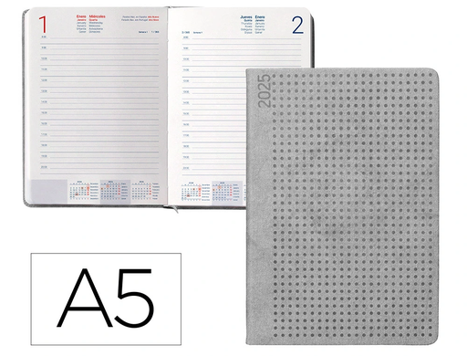 [LID170459] AGENDA ENCUADERNADA LIDERPAPEL ANAFI A5 2025 DÍA PÁGINA COLOR GRIS PAPEL 70 GR