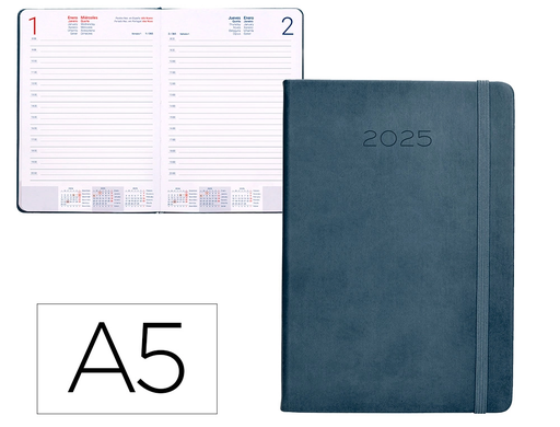 [LID170516] AGENDA ENCUADERNADA LIDERPAPEL MYKONOS A5 2025 DÍA PÁGINA COLOR AZUL PAPEL 70 GR