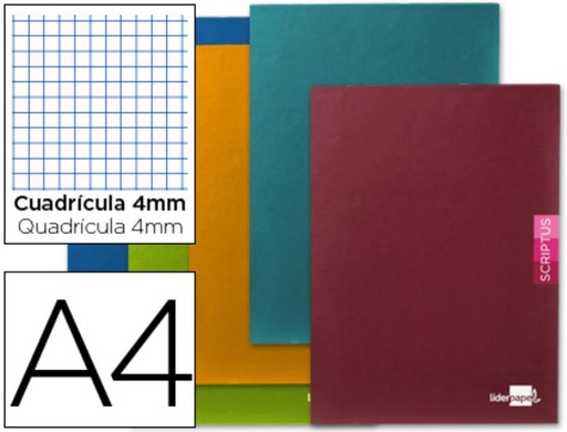 [52158] Libreta liderpapel scriptus a4 48 hojas 90g/m2 cuadernoro 4mm con margen. 