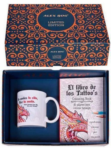 [CLM-425] Conjunto de Libro "Mandala" y TAZA CERAMICA. "Tatoo´s"