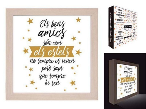 [AH-200] Caja de luz. Mensaje "Els bons Amics..."