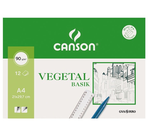 [198125] MINIPACK 12H CANSON PAPEL VEGETAL A4 90G