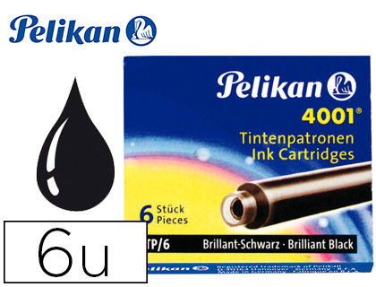 [301218] TINTA PARA PLUMAS PELIKAN NEGRA -CAJA 6 CARTUCHOS