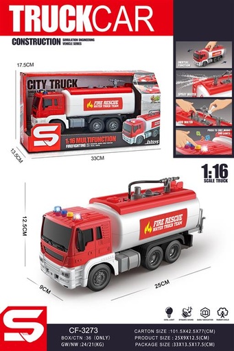 [CF-3273] CAMION CUBA BOMBEROS FRICCION, LUZ Y SONIDO ESCALA 1:16