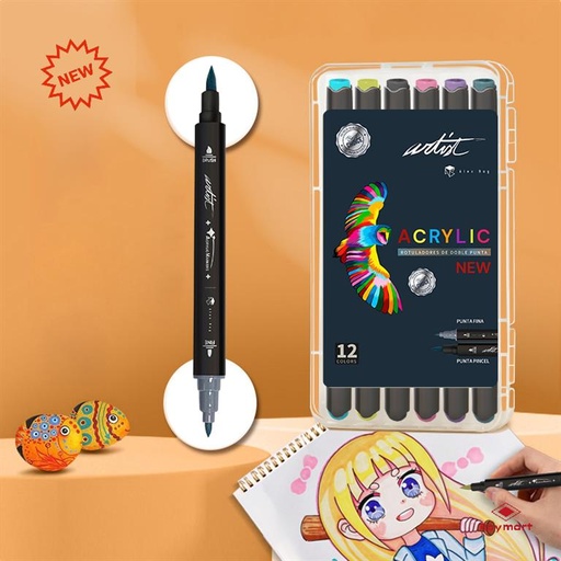 [AB-0656] ESTUCHE  ACRILICOS DOBLE PUNTA