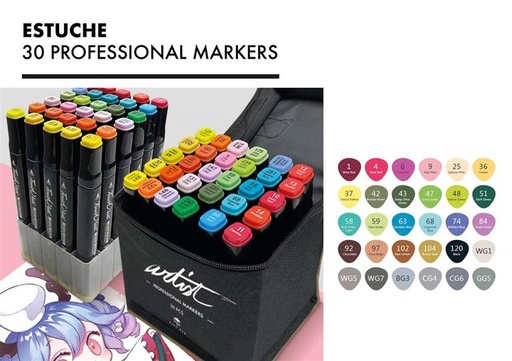 [AB-0730] LUXURY CANVAS GAMA ARTIST 30 COLORES 2 PUNTAS