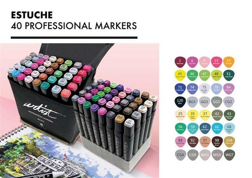 [AB-0740] LUXURY CANVAS GAMA ARTIST 40 COLORES 2 PUNTAS