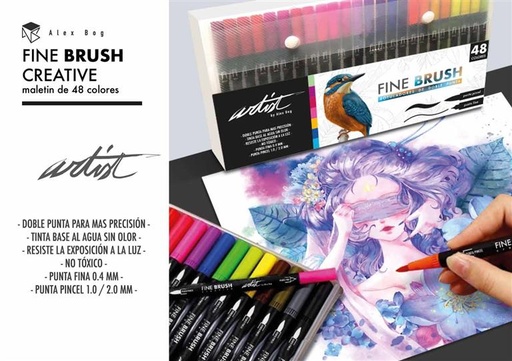 [AB-0548] MALETIN 48 ROTULADORES FINE BRUSH CREATIVE 2 PUNTA