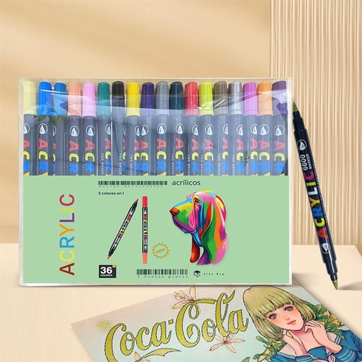 [AB-0661] ESTUCHE ACRILICOS PINCEL 2  EN 1 ,