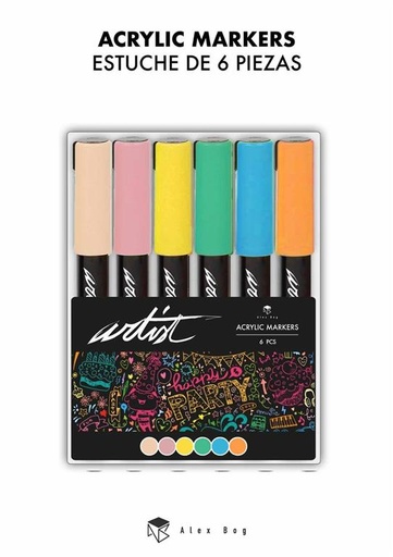 [AB-0611] ESTUCHE ACRILICOS GAMA ARTIST,6