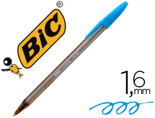 [929074] Boligrafo bic cristal fun turquesa punta 1,6 mm. 