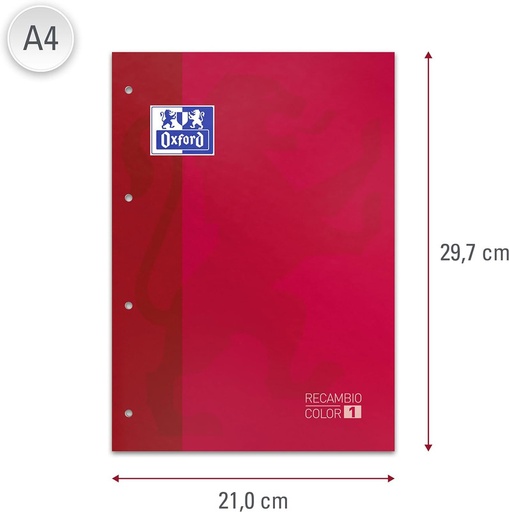 [400123673] RECAMBIO. oxfordORD A4 80H 5X5MM ROJO 90G 400123673