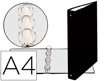 [51371E] Carpeta de 4 anillas 30mm redondas exacompta din a4 carton forrado negra.