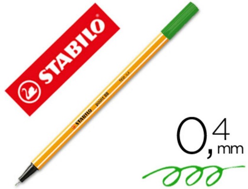 [88-33] Rotulador stabilo punta de fibra point 88 0,4 mm verde manzana