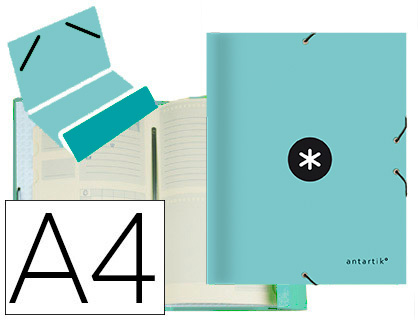 [AW53] CARPESANOETA LIDERPAPEL ANTARTIK CLASIFICADORA A4 12 DEPARTAMENTOS GOMA CARTON FORRADO COLOR MENTA