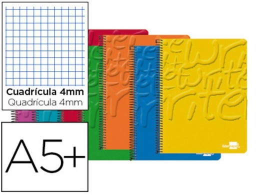 [BC01] cuadernoERNO ESPIRAL LIDERPAPEL CUARTO WRITE TAPA BLANDA 80H 60 GR cuadernoRO 4MM CONMARGEN COLORES SURTIDOS