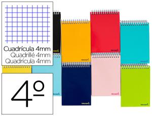 [BC43] CUADERNO ESPIRAL LIDERPAPEL CUARTO APAISADO SMART TAPA BLANDA 80H 60GR CUADRO 4MM CONMARGEN COLORES