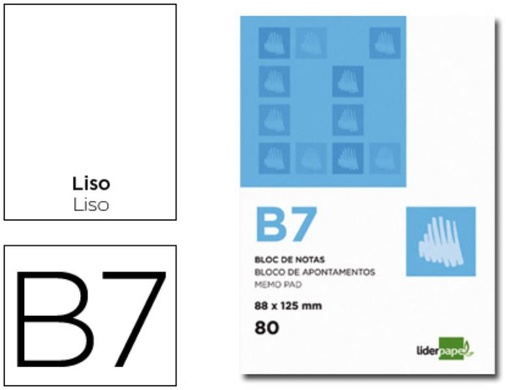 [BN08] Bloc notas liderpapel liso b7 80 hojas 60g/m2 perforado. 