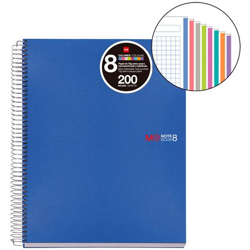 [MIQ42004] NOTEBOOK8 A4 200H 70G CUAD.5X5 THE ORIGINAL 8 colores
